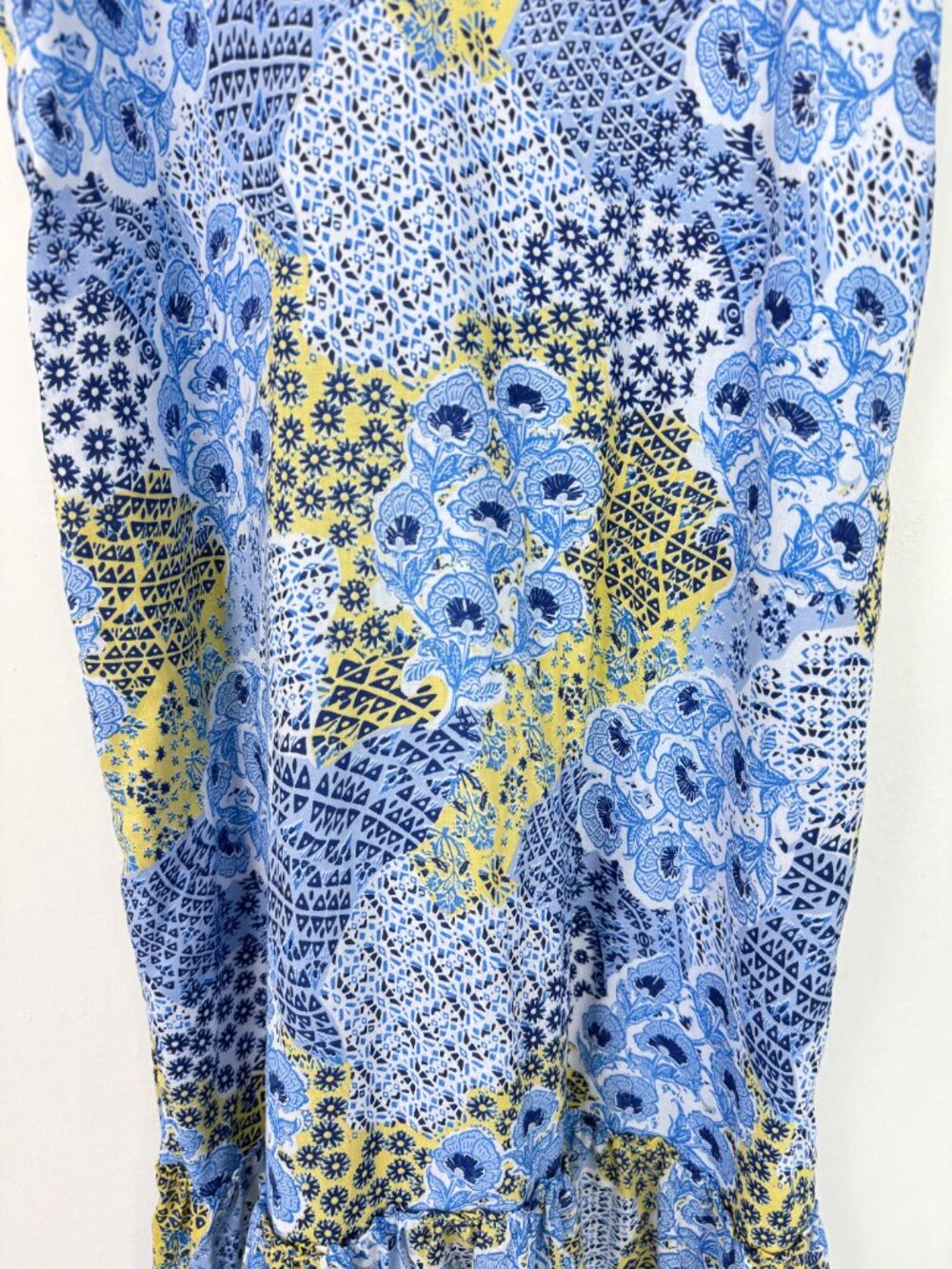 Peixoto Floral Maxi Dress Cotton Sundress Pockets Campo Azul Blue Yellow Size XL - Picture 4 of 14